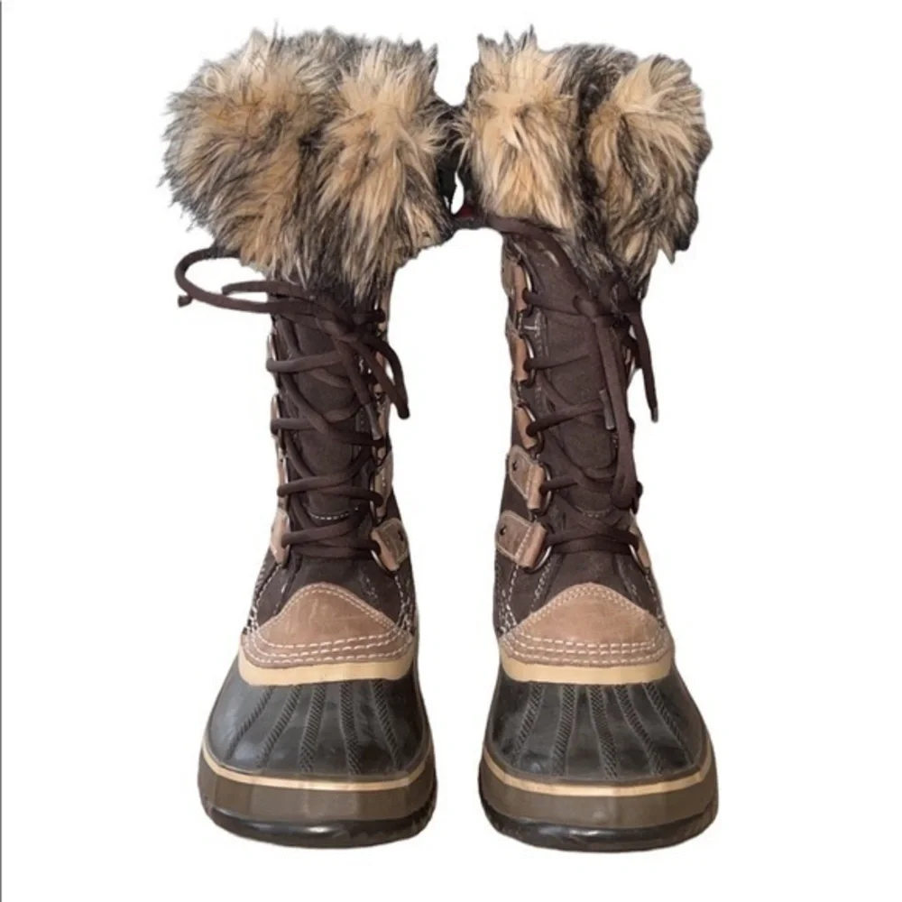 SOREL Joan Of Arctic‎ 1540 Tall Faux Fur Waterproof Lace Up Snow Winter Boots 7